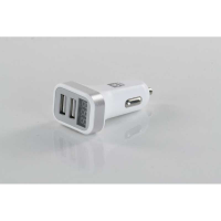 Автомобильное зарядное устройство 2USB (12/24V - 5V 2,4A), LED Display, белое <ДК>