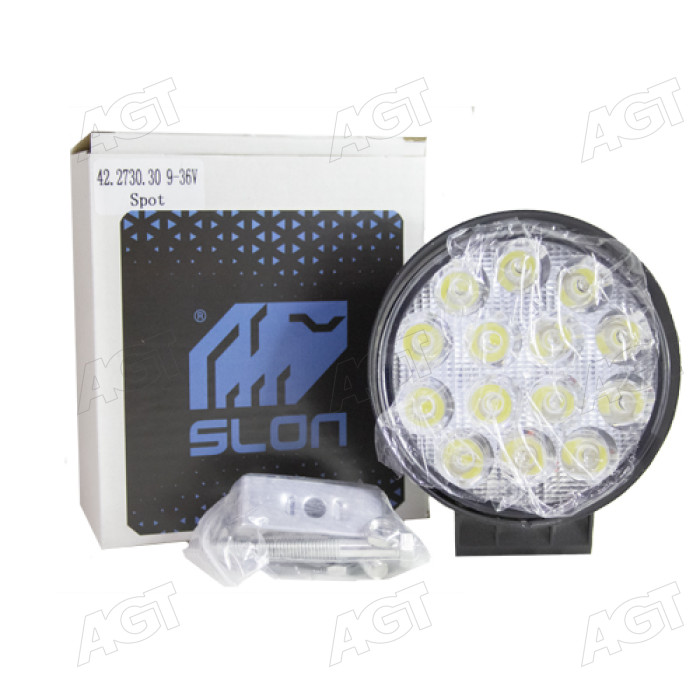 Фара LED кругла 42W, 14 ламп, 115х128х55 мм, вузький промінь (SLON) Фара LED кругла 42W, 14 ламп, 115х128х55 мм, вузький промінь (SLON)