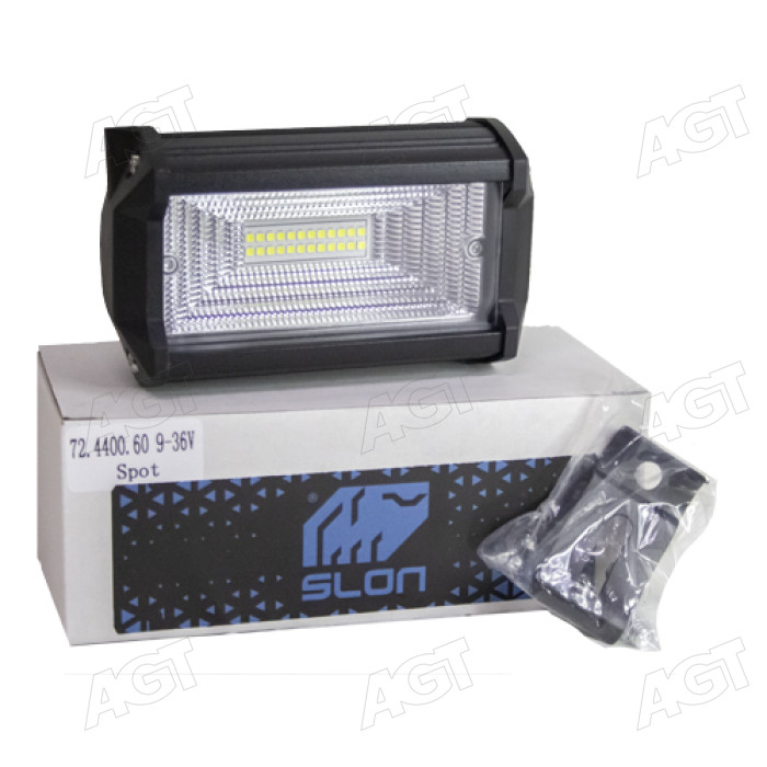Фара LED прямокутна 72W, 24 лампи, 133х75х63 мм, широкий (розсіяне ближнє світло (потік) промінь (SLON) Фара LED прямокутна 72W, 24 лампи, 133х75х63 мм, широкий (розсіяне ближнє світло (потік) промінь (SLON)