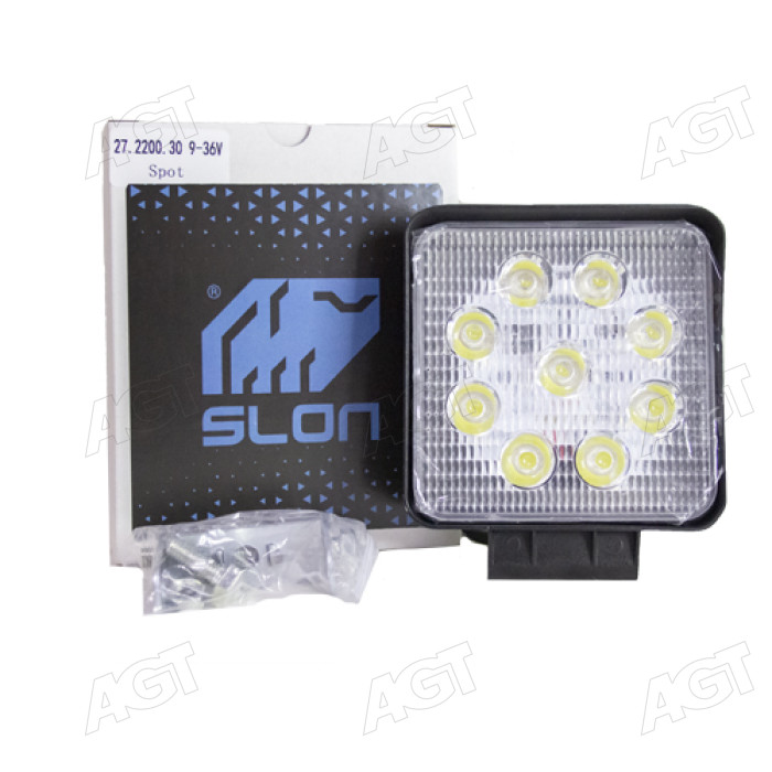 Фара LED квадратна 27W, 9 ламп, 125х105х40 мм, розсіяний (широкий) промінь (SLON) Фара LED квадратна 27W, 9 ламп, 125х105х40 мм, розсіяний (широкий) промінь (SLON)