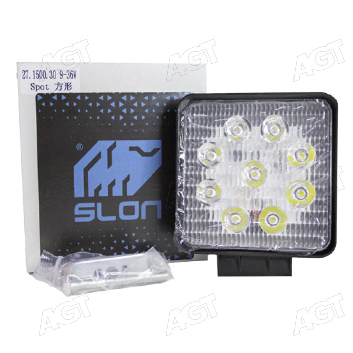 Фара LED квадратна 27W, 9 ламп, 125х105х40 мм, розсіяний (вузький) промінь (SLON) Фара LED квадратна 27W, 9 ламп, 125х105х40 мм, розсіяний (вузький) промінь (SLON)