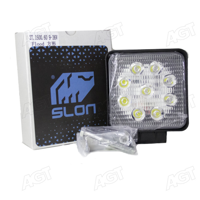 Фара LED квадратна 27W, 9 ламп, 125х105х40 мм, розсіяний (широкий) промінь (SLON) Фара LED квадратна 27W, 9 ламп, 125х105х40 мм, розсіяний (широкий) промінь (SLON)