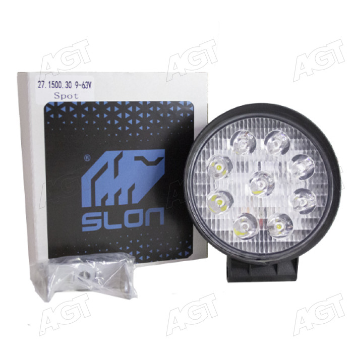 Фара LED круглая 27W, 9 ламп, 118х125x40 мм, широкий - дальний свет (точечный) луч (SLON) Фара LED круглая 27W, 9 ламп, 118х125x40 мм, широкий - дальний свет (точечный) луч (SLON)