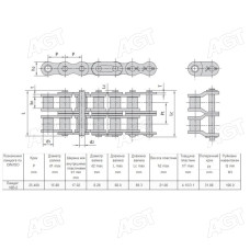 Ланцюг роликовий 2-рядн. 5м. (ISO 16B-2) <ДК>