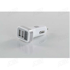 Автомобільний зарядний пристрій 2USB (12 / 24V - 5V 2,4A), LED Display, біле <ДК>