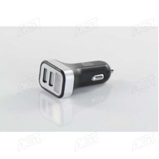 Автомобільний зарядний пристрій 2USB (12 / 24V - 5V 2,4A), LED Display, чорне <ДК>