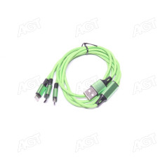 Кабель 3 в 1, USB MicroUSB+TypeC+Lightning, 1м <ARMER>