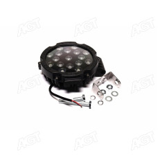 Фара LED кругла 51W, 17 ламп, 180*165*45мм, вузький промінь 12/24V (BLACK) (Квант)