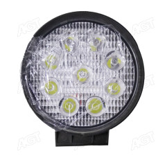Фара LED кругла 27W, 9 ламп, 118х125x40 мм, широкий - дальнє світло (точковий) промінь (SLON)