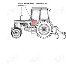 Скло дверей мале Т-25Ф (530х428) S=6мм (Гомель)