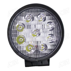 Фара LED кругла 27W, 9 ламп, 118х125x40 мм, широкий - дальнє світло (точковий) промінь (SLON)