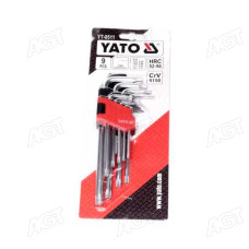 Ключі Torx Г-подібні: Cr-V, Т10-Т50 короткі з отвором, 9 шт. [6/36], комплект (YATO )