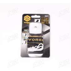 Фонарь на лоб аккум LED: 3Вт; Li-Ion 3,7В, 0,85A? год, 3 режима, 130 + 160 lm (VOREL)