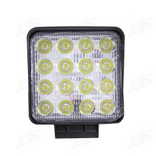 Фара LED квадратная 48W, 16 ламп, 107x126x55 мм, широкий (рассеянный ближний свет (поток) луч (SLON)