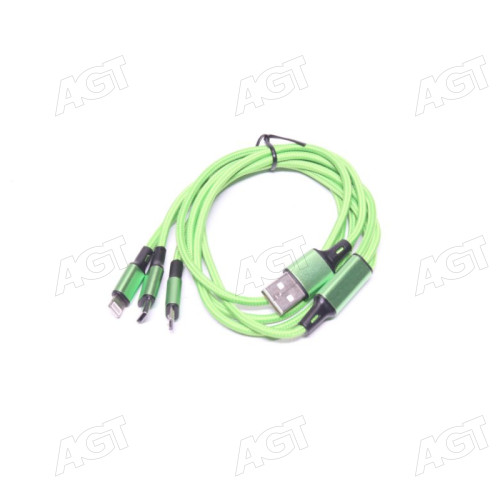 Кабель 3 в 1, USB MicroUSB+TypeC+Lightning, 1м <ARMER>