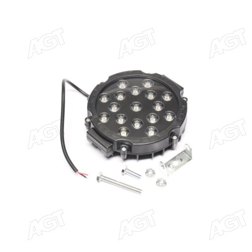 Фара LED кругл. 51W (17*3W) 202*160*65мм, широкий луч 12/24V 6000К (Руслан-Комплект)