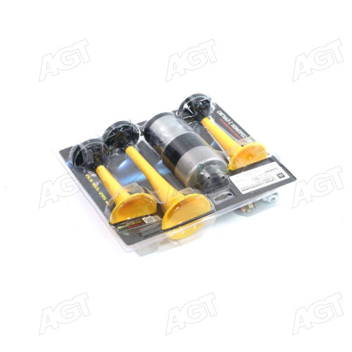 Сигнал дудка с компрессором 3шт желтый 153/165/215мм 12V <ДК>