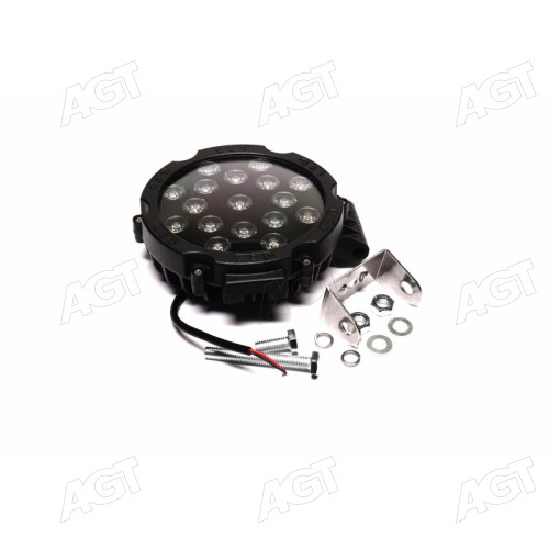 Фара LED кругла 51W, 17 ламп, 180*165*45мм, вузький промінь 12/24V (BLACK) (Квант)