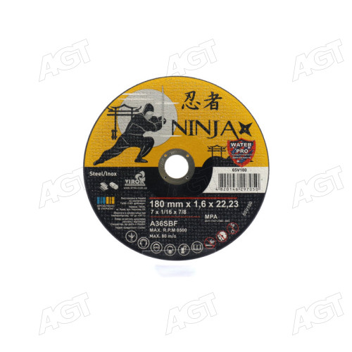 Диск отрезной по металлу и нержавеющей стали ninja тм o=180х22.23 мм t=1.6 мм(VIROK)