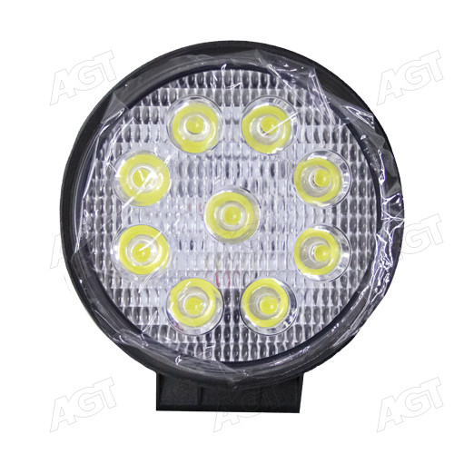 Фара LED круглая 27W, 9 ламп, 118х125x40 мм, рассеянный (широкий) луч (SLON)