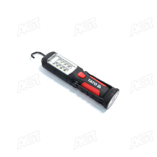 Фонарь LED на батарейках 3Х АА, 8 + 1 диод, крюк + магнит, 3 режима света [50](YATO)