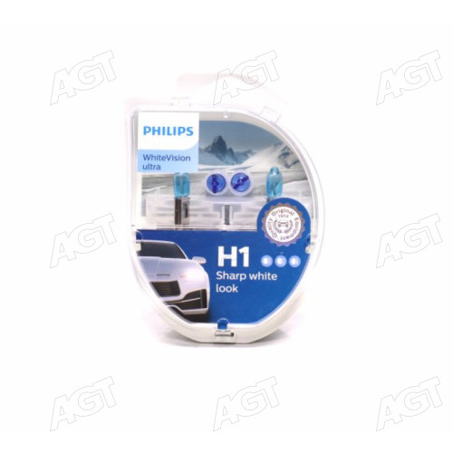 Лампа накаливания H1 + W5W WhiteVision ultra 12V 55W P14,5s (+60) (3700K) компл.(производство Philips)