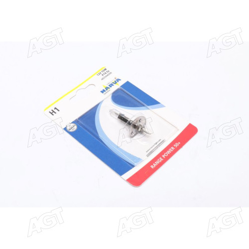 Лампа накаливания H1 12V 55W P14,5S RANGE POWER +50 (Blister 1шт) (вир-во Narva)