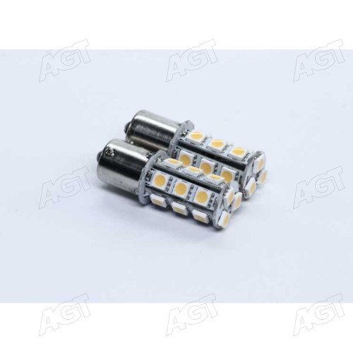 Лампа LED указателей поворотов и стоп-сигналов S25 (18SMD) BA15S 24V WHITE 2шт. Блистер <TEMPEST>
