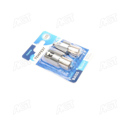 Лампа LED указ. поворотов и стоп-сигн. 12 / 24V BA15S 6SMD Non-polar WHITE 2шт. блистер <TEMPEST PLU