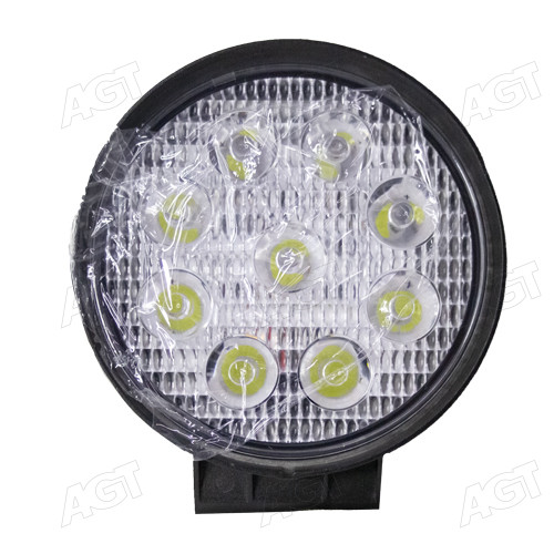 Фара LED круглая 27W, 9 ламп, 118х125x40 мм, широкий - дальний свет (точечный) луч (SLON)