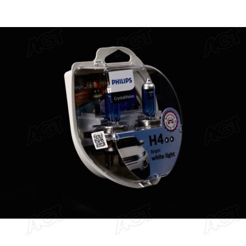 Лампа розжарювання H4 12V 60/55W P43t-38 Cristal Vision + 2x W5W 4300K (вир-во Philips)