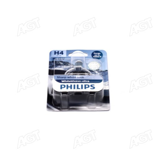Лампа розжарювання H4 12V 60/55W WhiteVision ULTRA +60 (4200K) (1шт) (вир-во Philips)