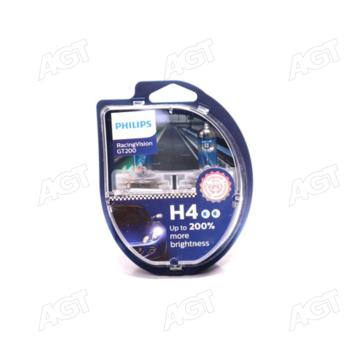 Лампа накаливания H4 RacingVision GT200 +200 12V 60/55W P43t-38 (комплект) (производство Philips)