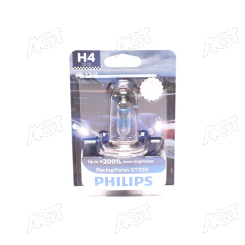Лампа розжарювання H4 RacingVision GT200 +200 12V 60/55W P43t-38(вир-во Philips)