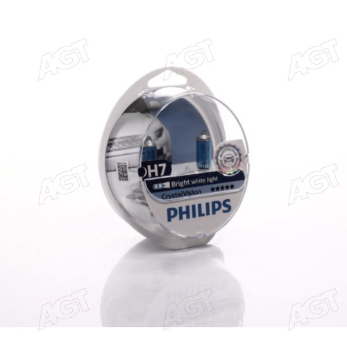 Лампа накаливания H7 12V 55W PX26d Cristal Vision + 2x W5W 4300K (пр-во Philips)