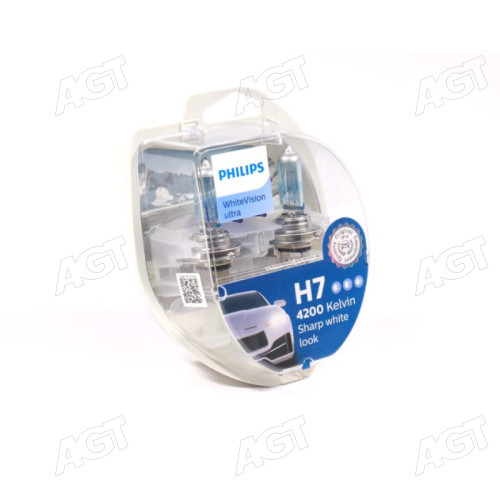 Лампа розжарювання H7 12V 55W PX26d H7 WhiteVision ULTRA +60 (4200K) (компл) (вир-во Philips)