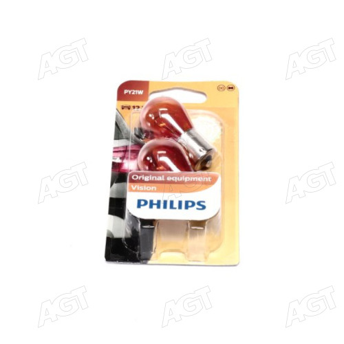 Лампа накаливания PY21W 12V 21W BAU15s 2шт blister (производство Philips)