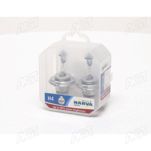 Лампа розжарювання SET H4 12V 60/55 W P43t RANGE POWER +90 (к-т 2шт) (вир-во Narva)
