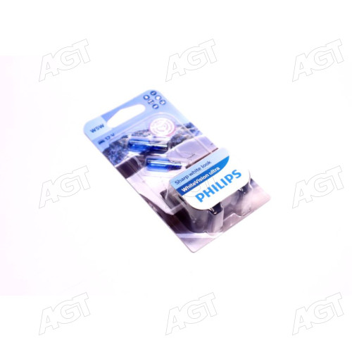 Лампа накаливания W5W WhiteVision ultra 12V 5W W2, 1x9, 5d (+60) (3300K) 2шт. blister (произв-во Phili
