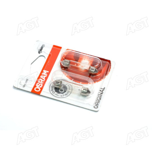 Лампа софитная вспомогат. освещения C10W 12V 10W SV8.5-8 (2 шт) blister (производство OSRAM)
