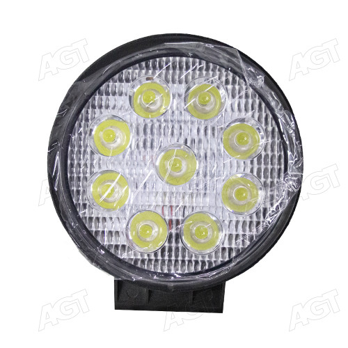 Фара LED кругла 27W, 9 ламп, 118х125x40 мм, широкий - дальнє світло (точковий) промінь (SLON)