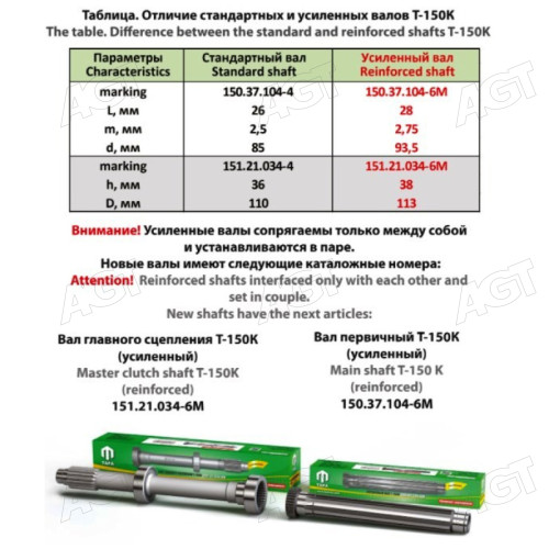 Вал первинний Т-150 (посилений) (вир-во ТАРА)