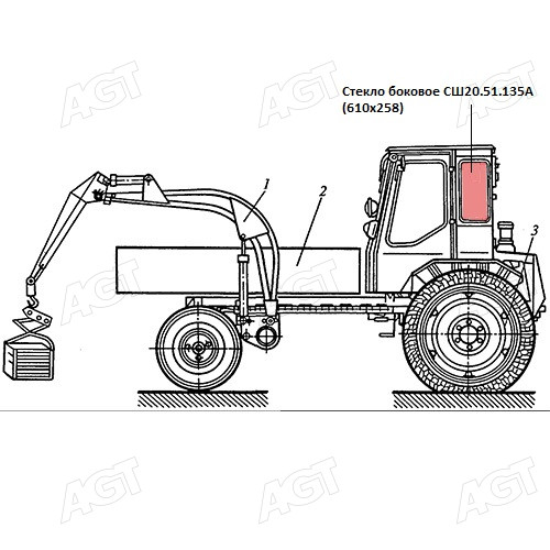 Стекло боковое Т-16 (610х258) S=5мм (Гомель)