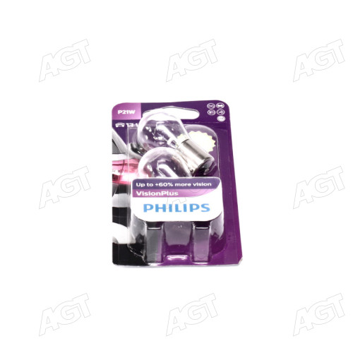 Лампа розжарювання P21WVisionPlus12V 21W BA15s (компл. 2шт) (вир-во Philips)