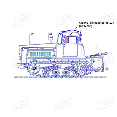 Скло бокове мале ДТ-75 (693х200) S=5мм (Гомель)