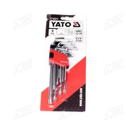 Ключи Torx Г-образные: Cr-V, Т10-Т50 короткие с отверстием, 9 шт. [6/36], комплект (YATO )