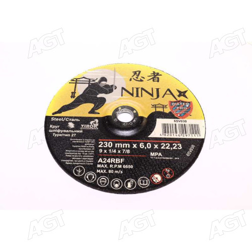 Круг шлифовальный по металлу тип 27 ninja тм o=230х22.23 мм t=6 мм(VIROK)